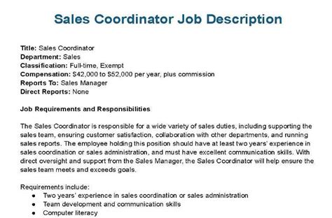 Sales coordinator